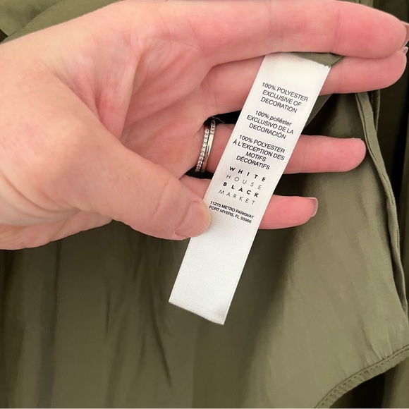 WHBM Olive Green Off-The-Shoulder Lace Trim Blouse Small - Picture 8 of 10